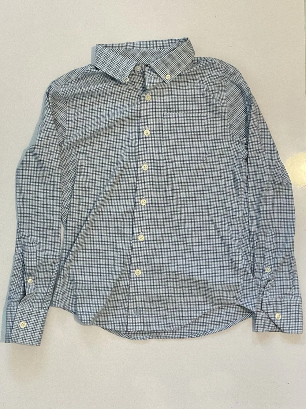 Johnnie-O Prep-Formance Boy Blue Check Long-Sleeve Button-Down Shirt Size 8 NWOT